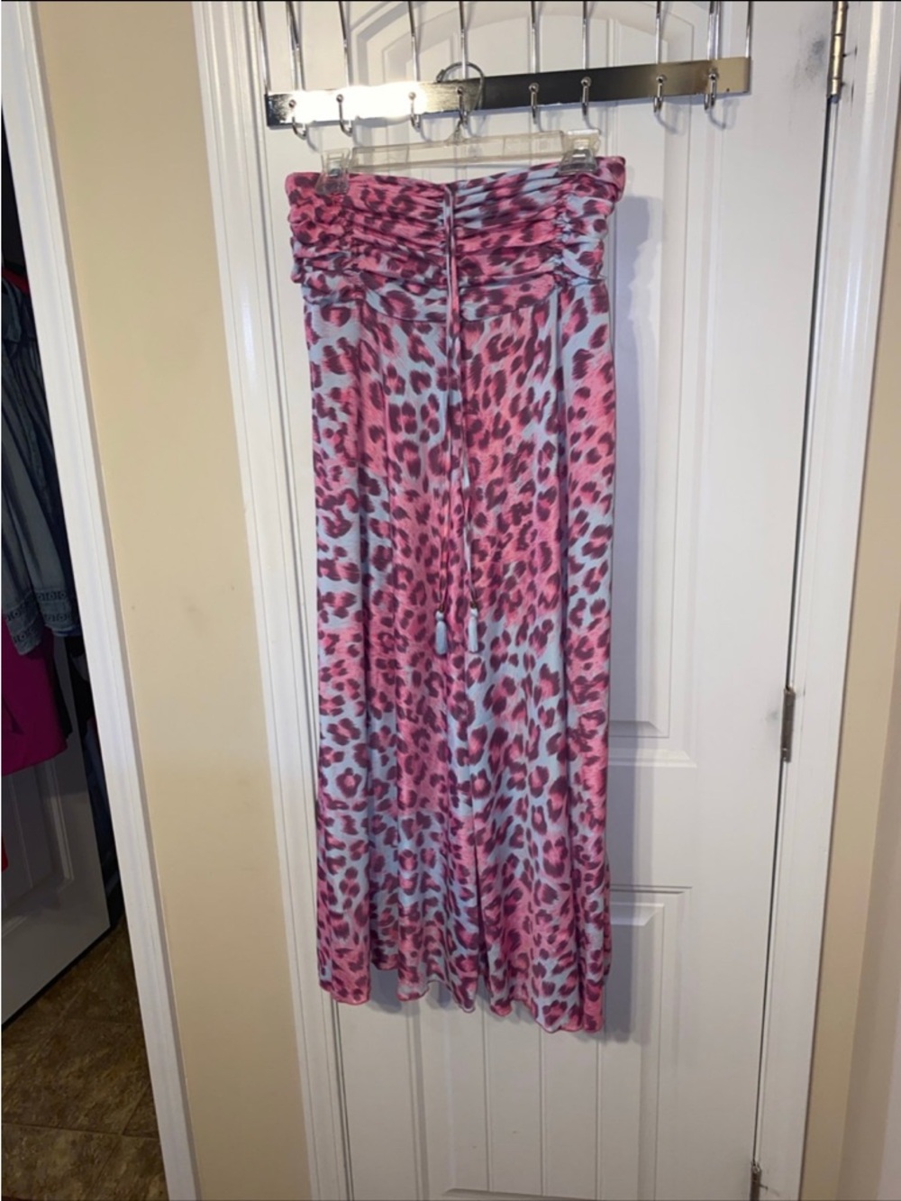NWOT Pink Leopard-Print Wide Leg Jumpsuit with Drawstring Waist XL